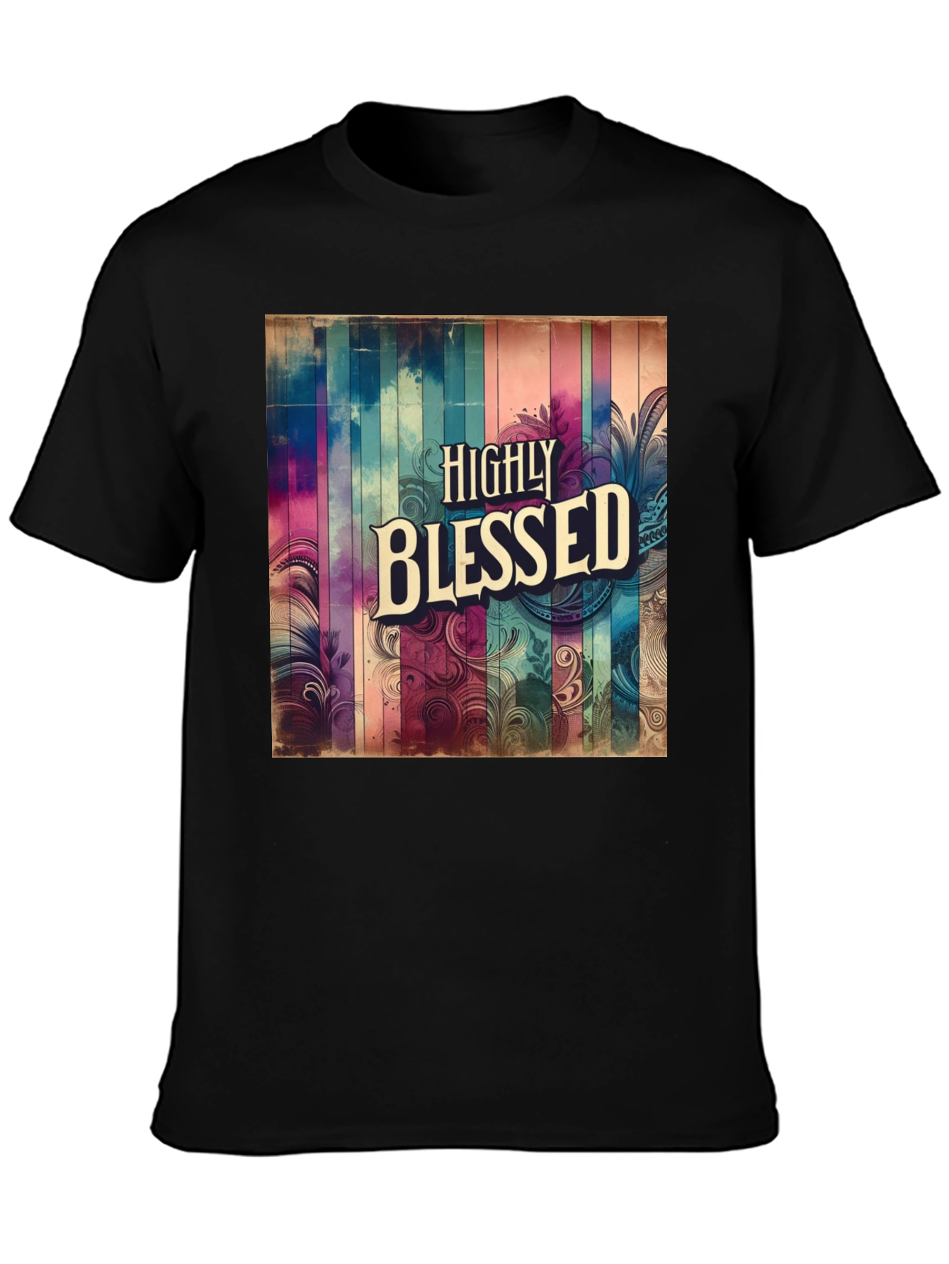 Camiseta Negra - Diseño Altamente Bendecido