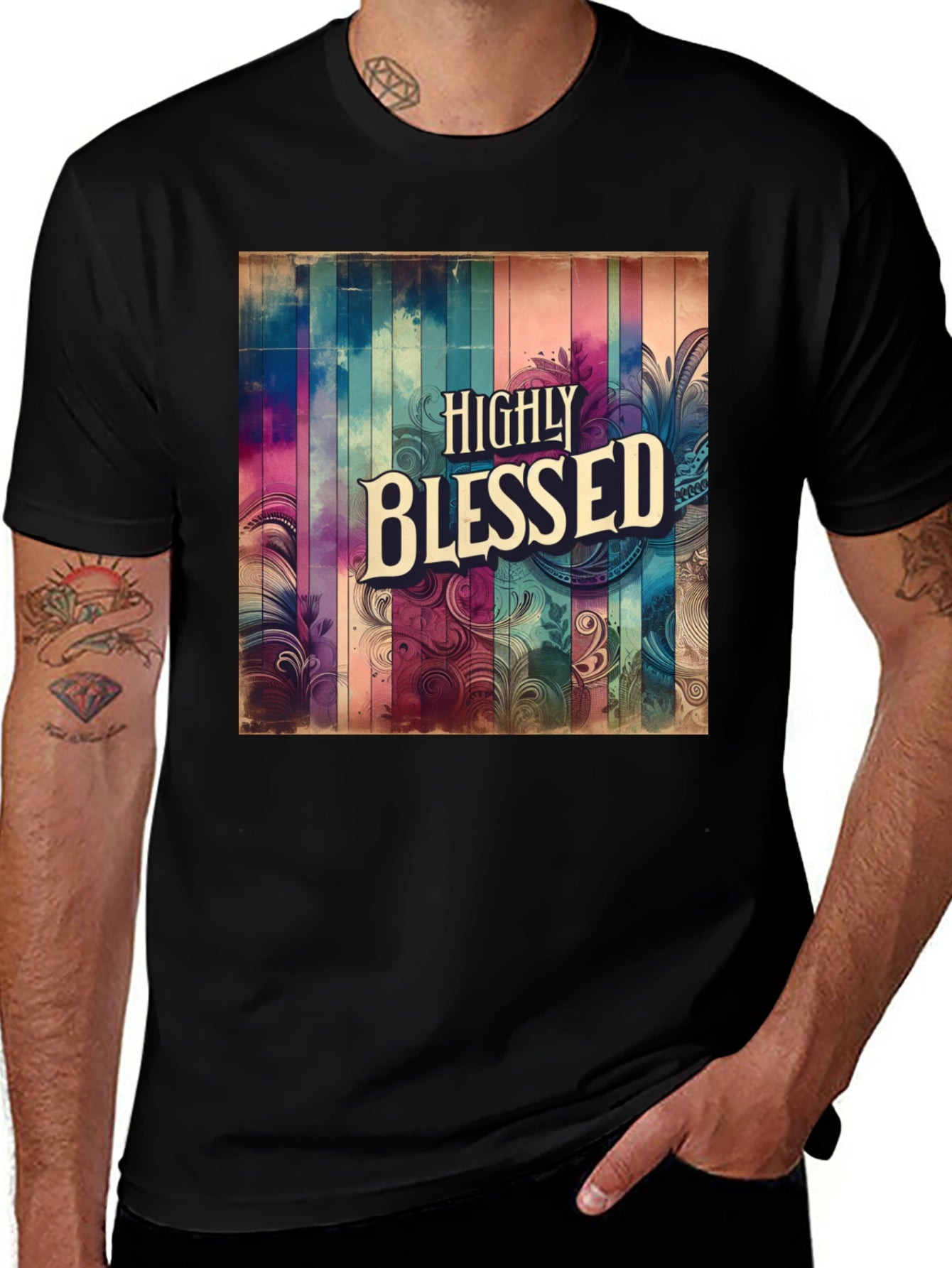 Camiseta Negra - Diseño Altamente Bendecido
