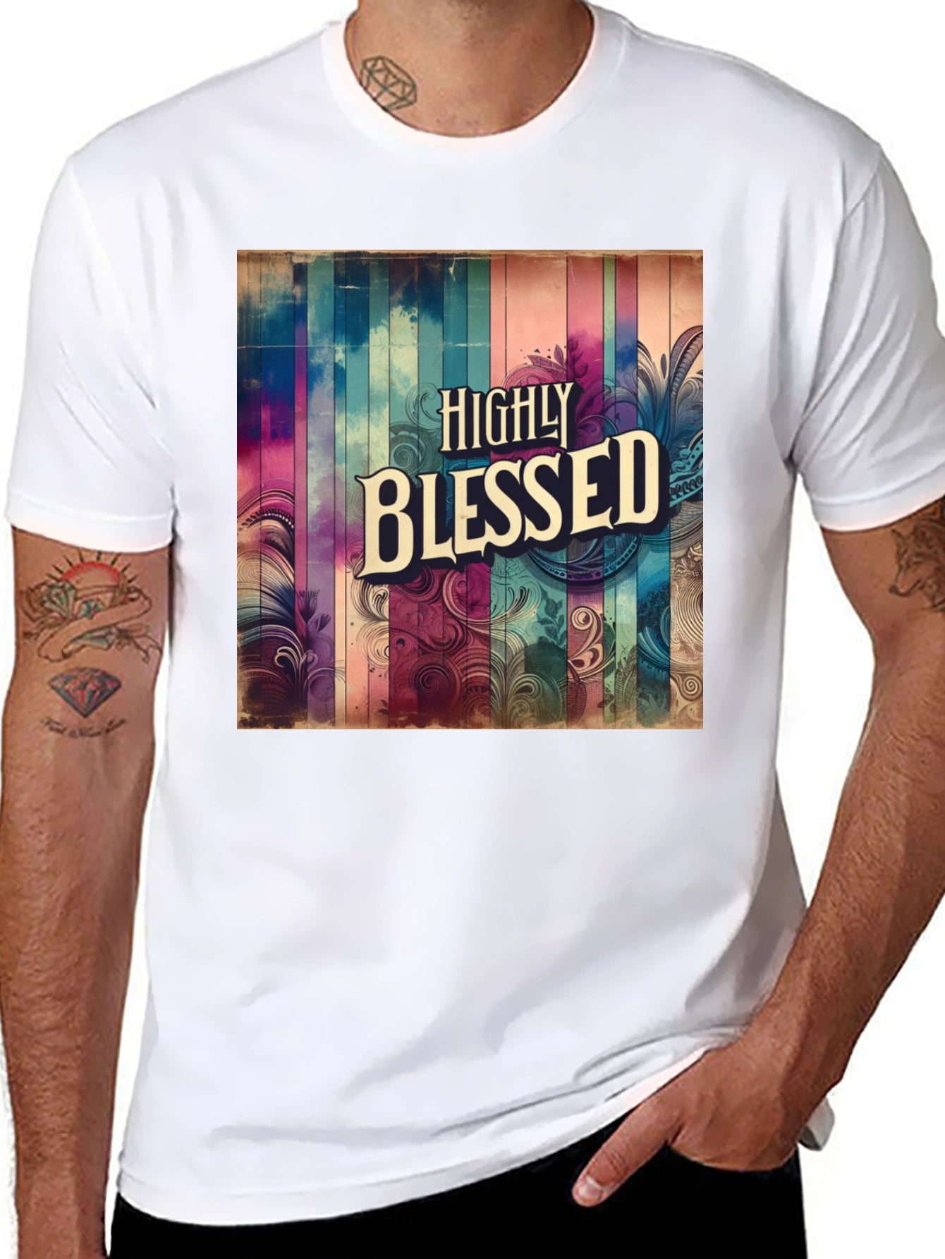 Camiseta Negra - Diseño Altamente Bendecido