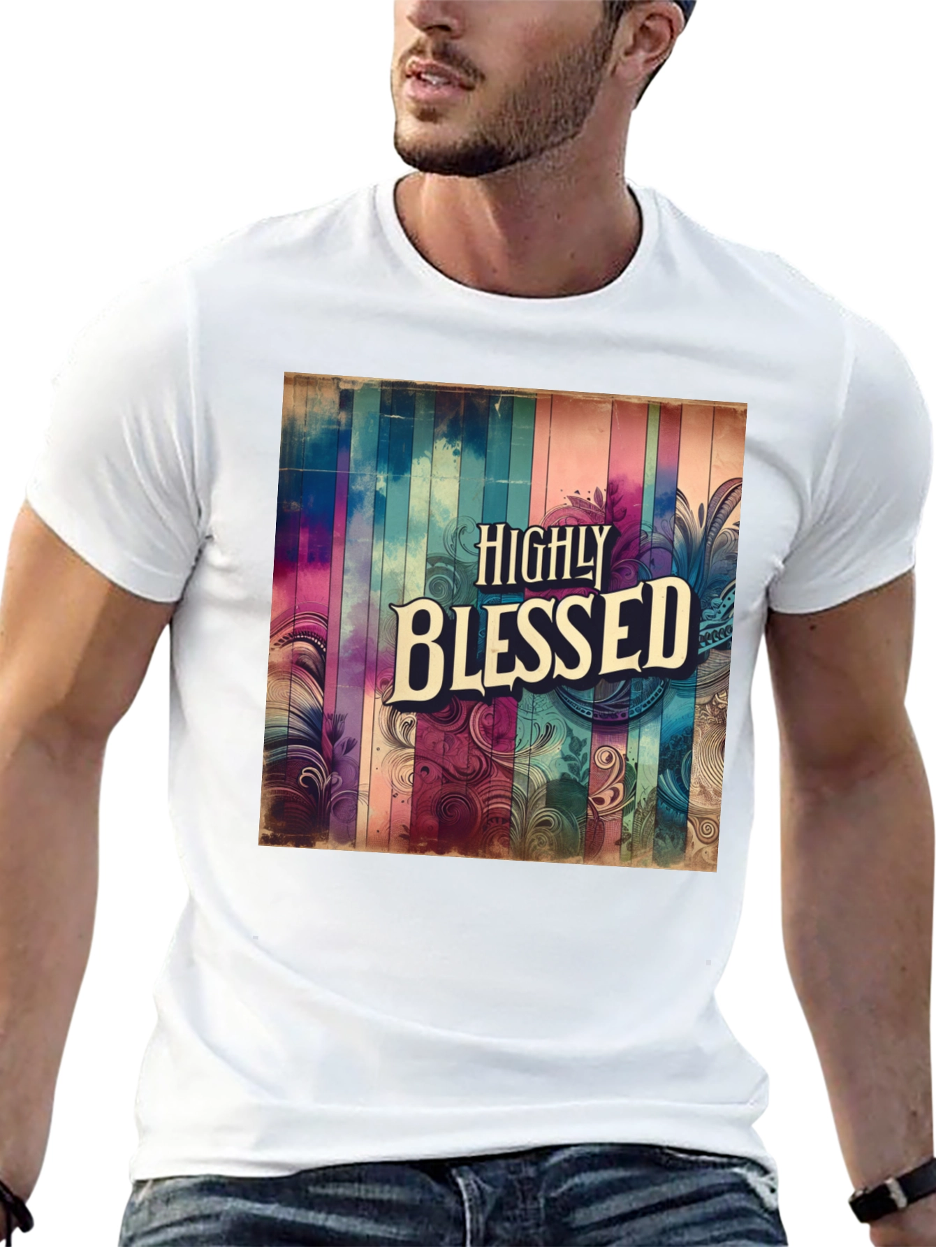 Camiseta Negra - Diseño Altamente Bendecido