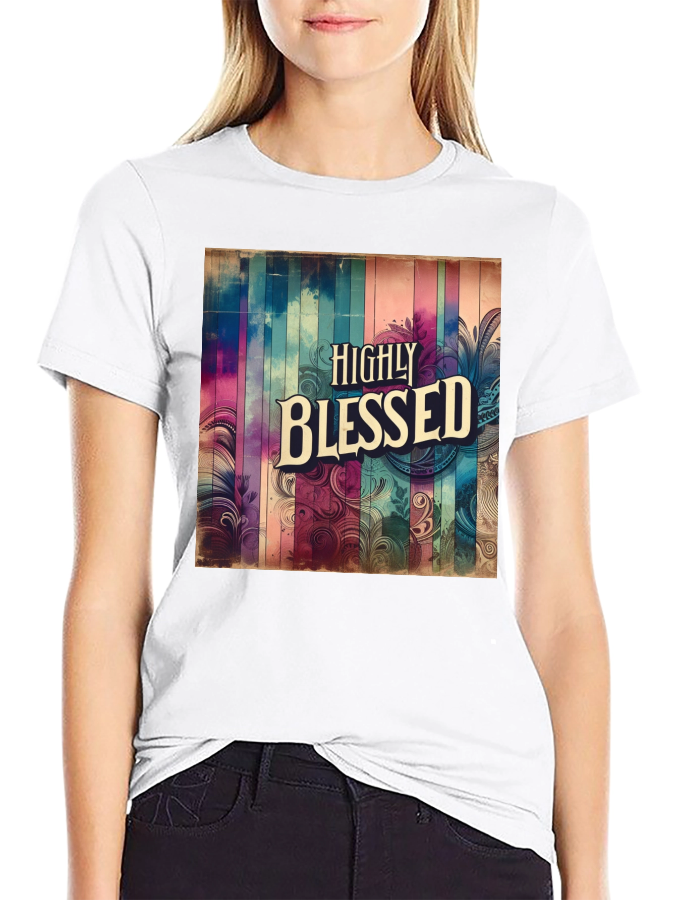 Camiseta Negra - Diseño Altamente Bendecido