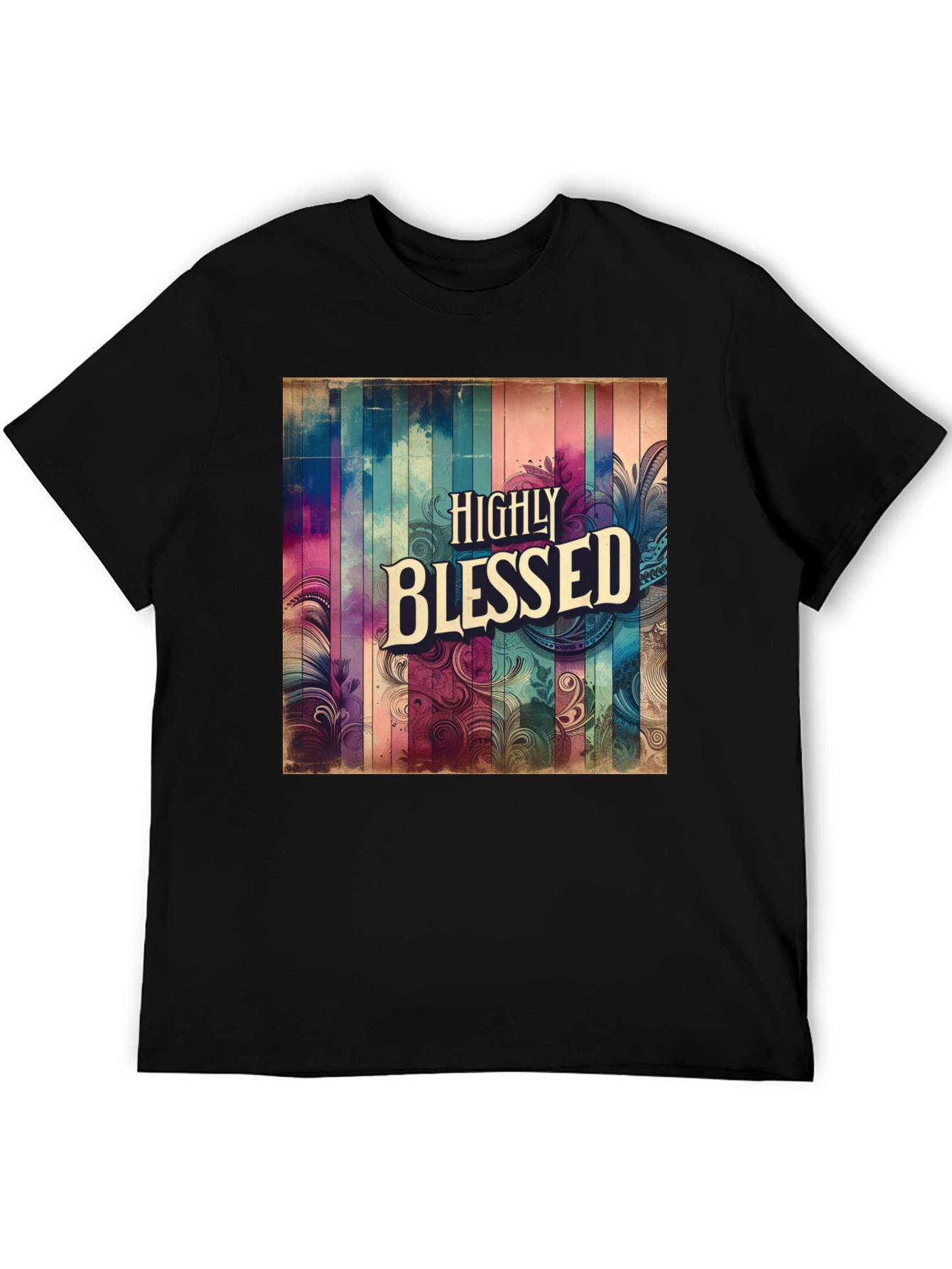 Camiseta Negra - Diseño Altamente Bendecido