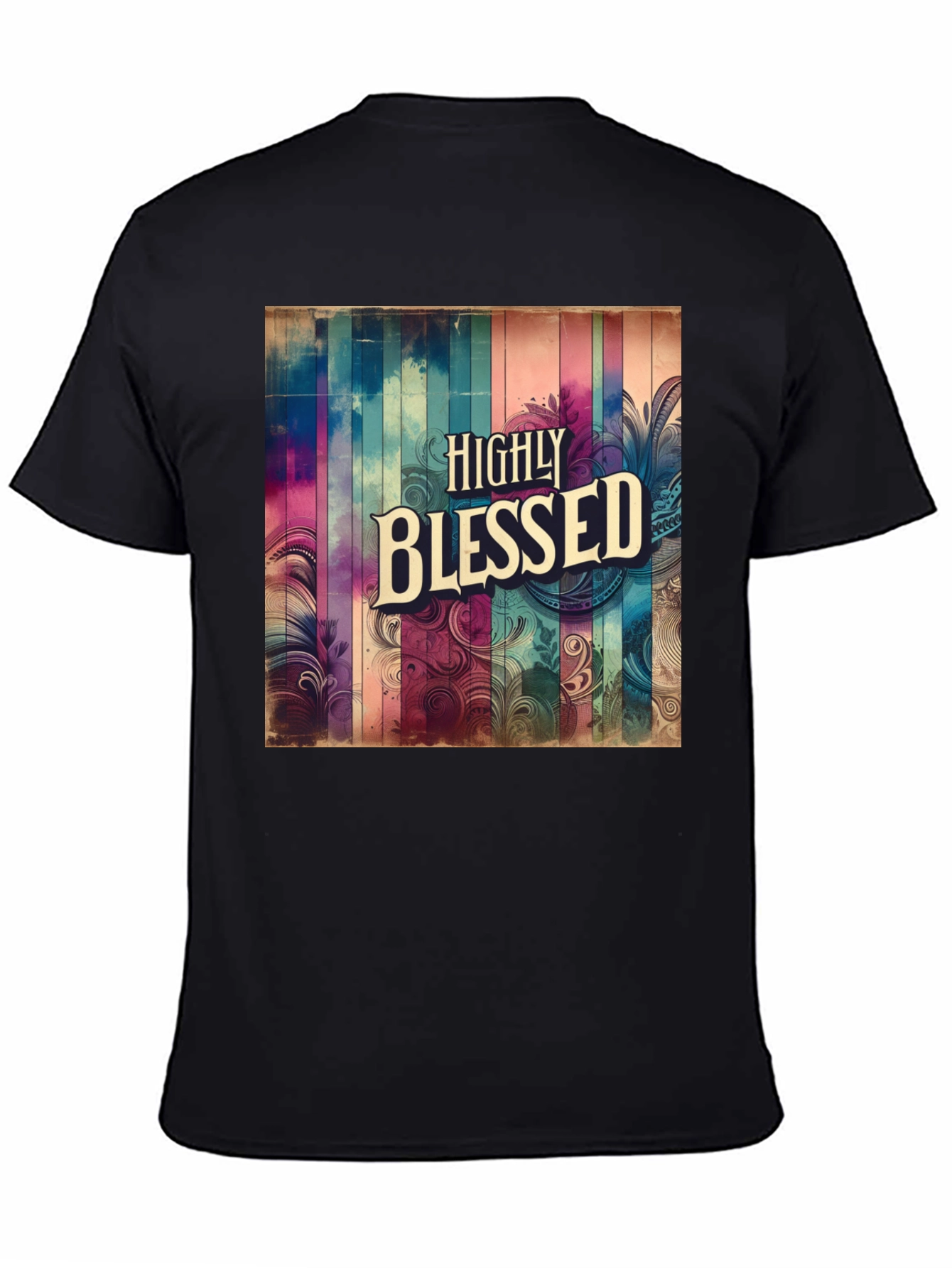 Camiseta Negra - Diseño Altamente Bendecido
