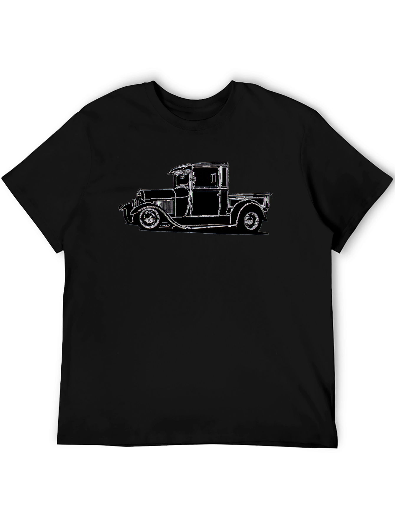 Camiseta Negra con Diseño de Camioneta Clásica