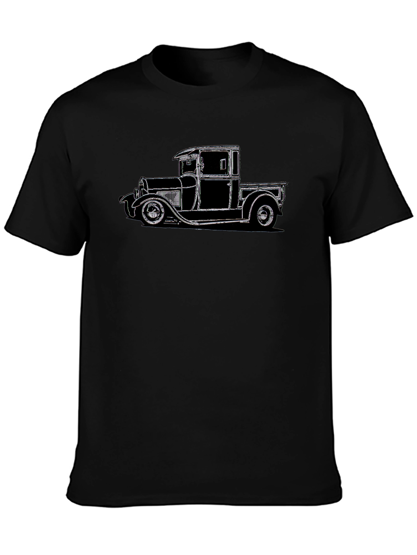 Camiseta Negra con Diseño de Camioneta Clásica