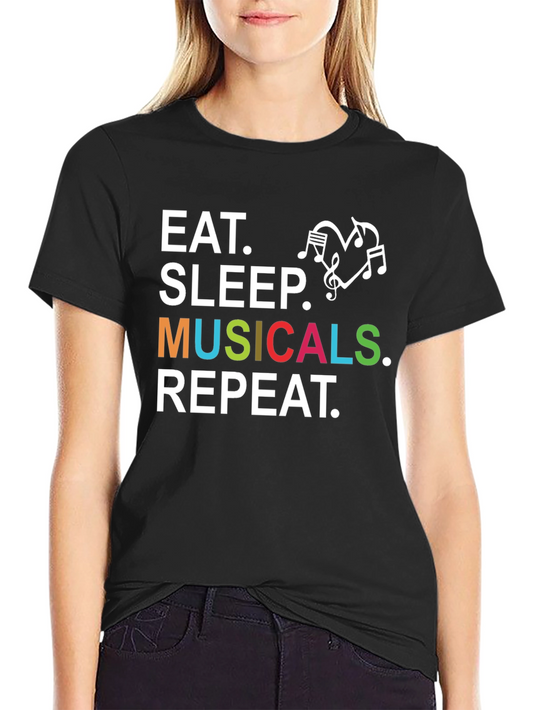 Camiseta Negra: Come Duerme Musicales Repite