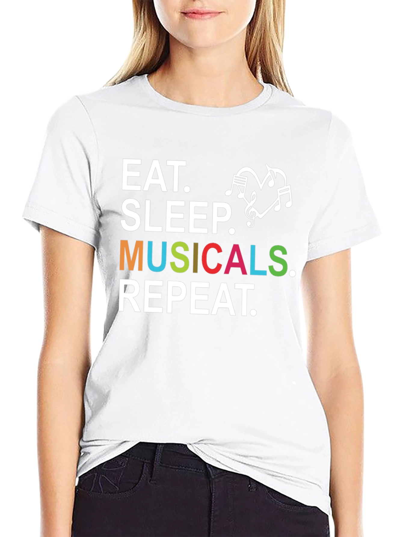 Camiseta Negra: Come Duerme Musicales Repite