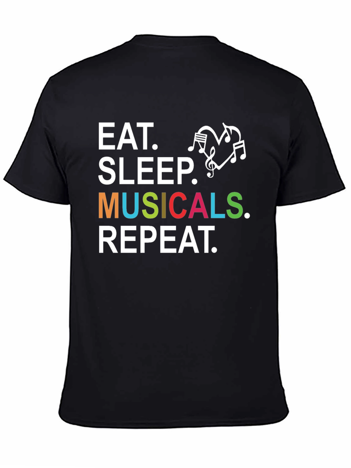 Camiseta Negra: Come Duerme Musicales Repite