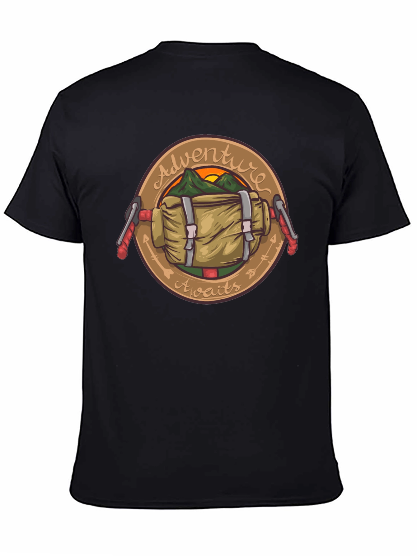 Camiseta Negra Adventure Awaits para Exploradores