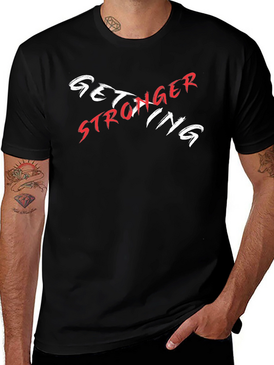 Camiseta Negra Get Stronger Diseño Moderno
