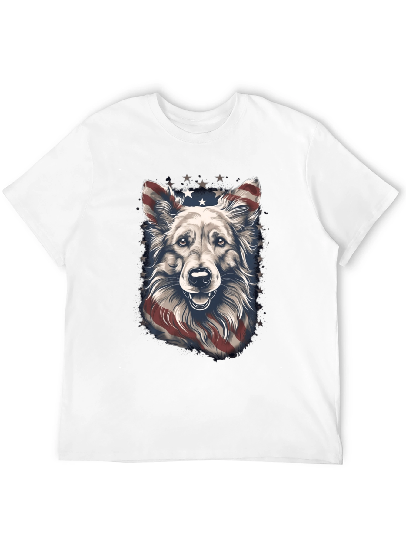 Camiseta Negra con Diseño de Perro Patriótico