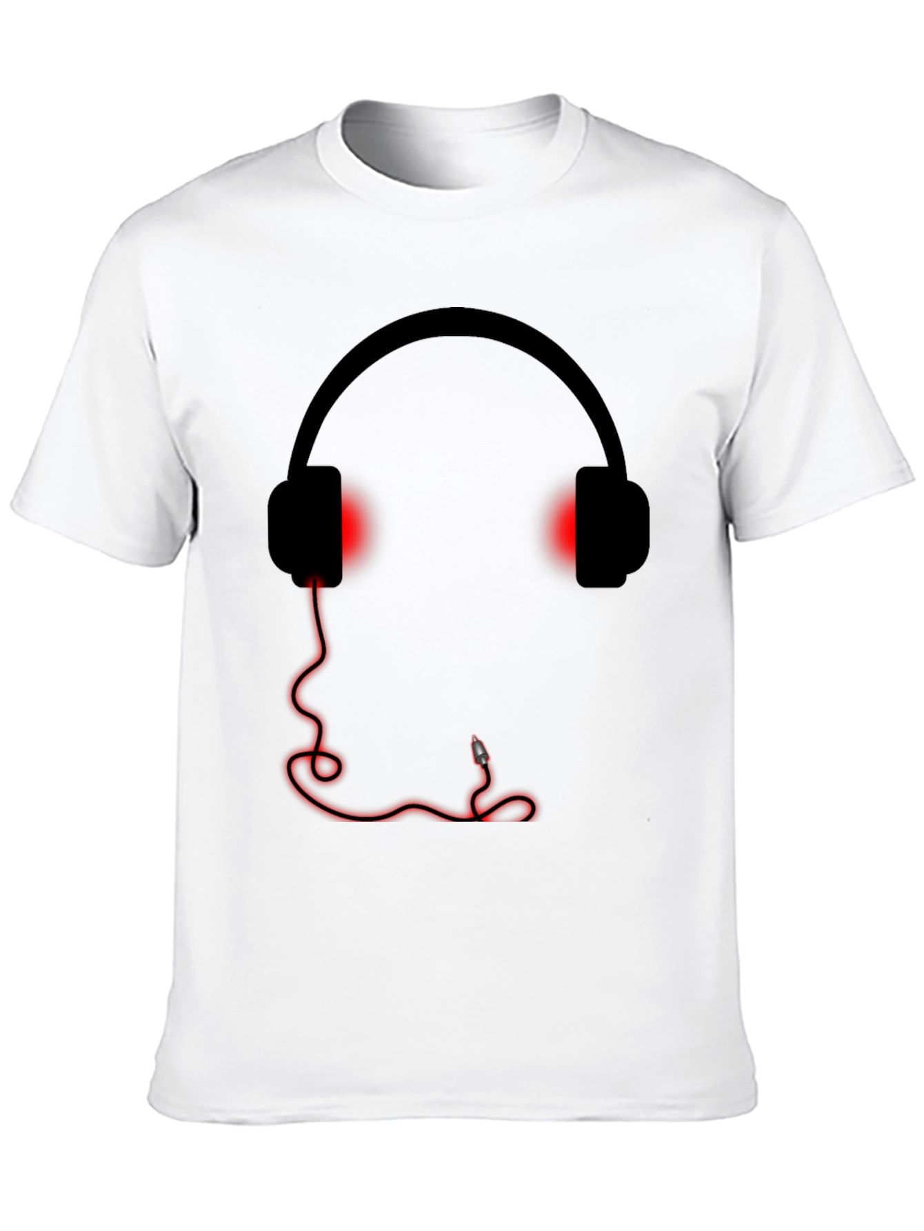 Camiseta Negra Estampado Auriculares