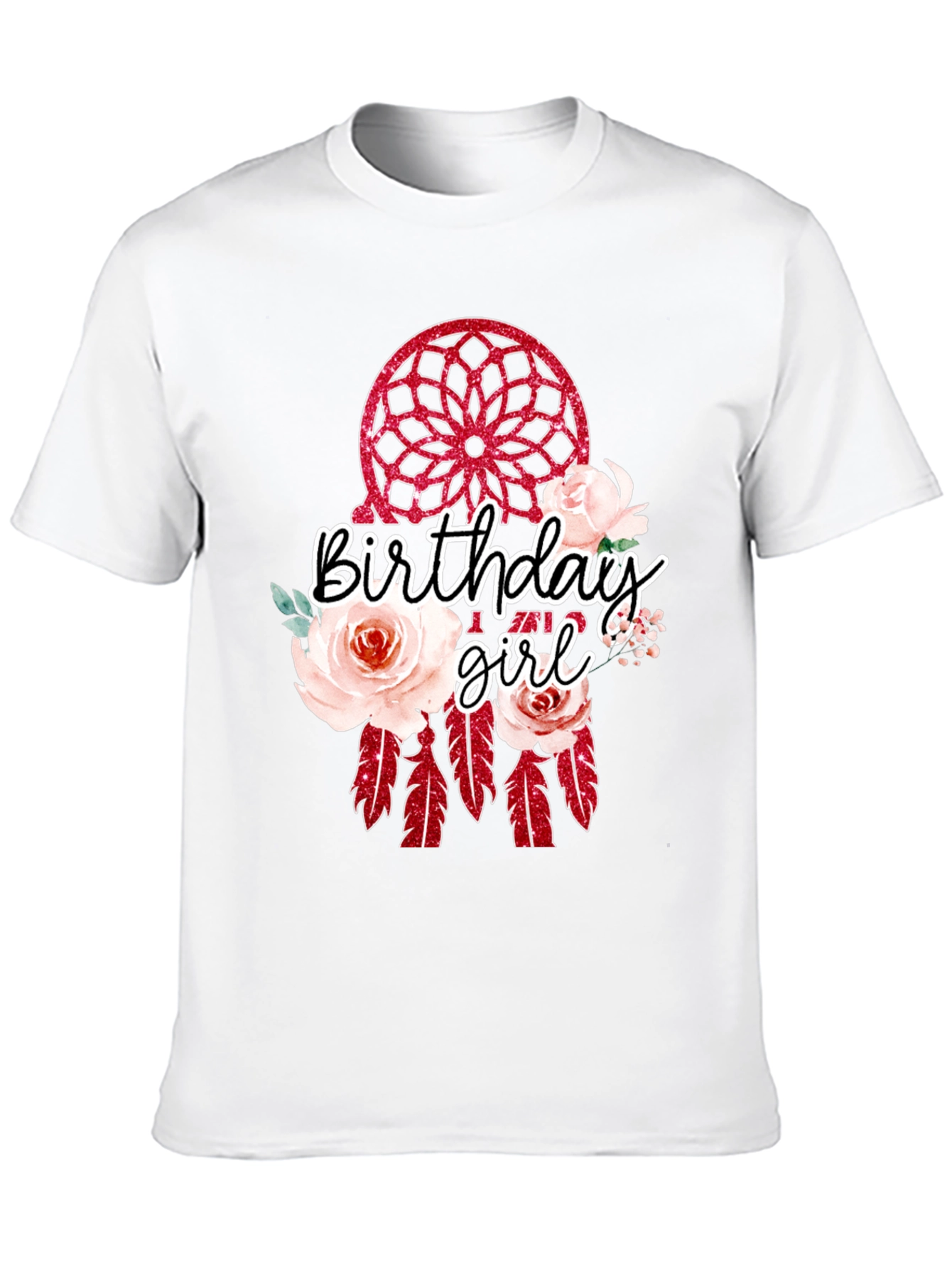 Camiseta Negra Birthday Girl Atrapasueños Floral