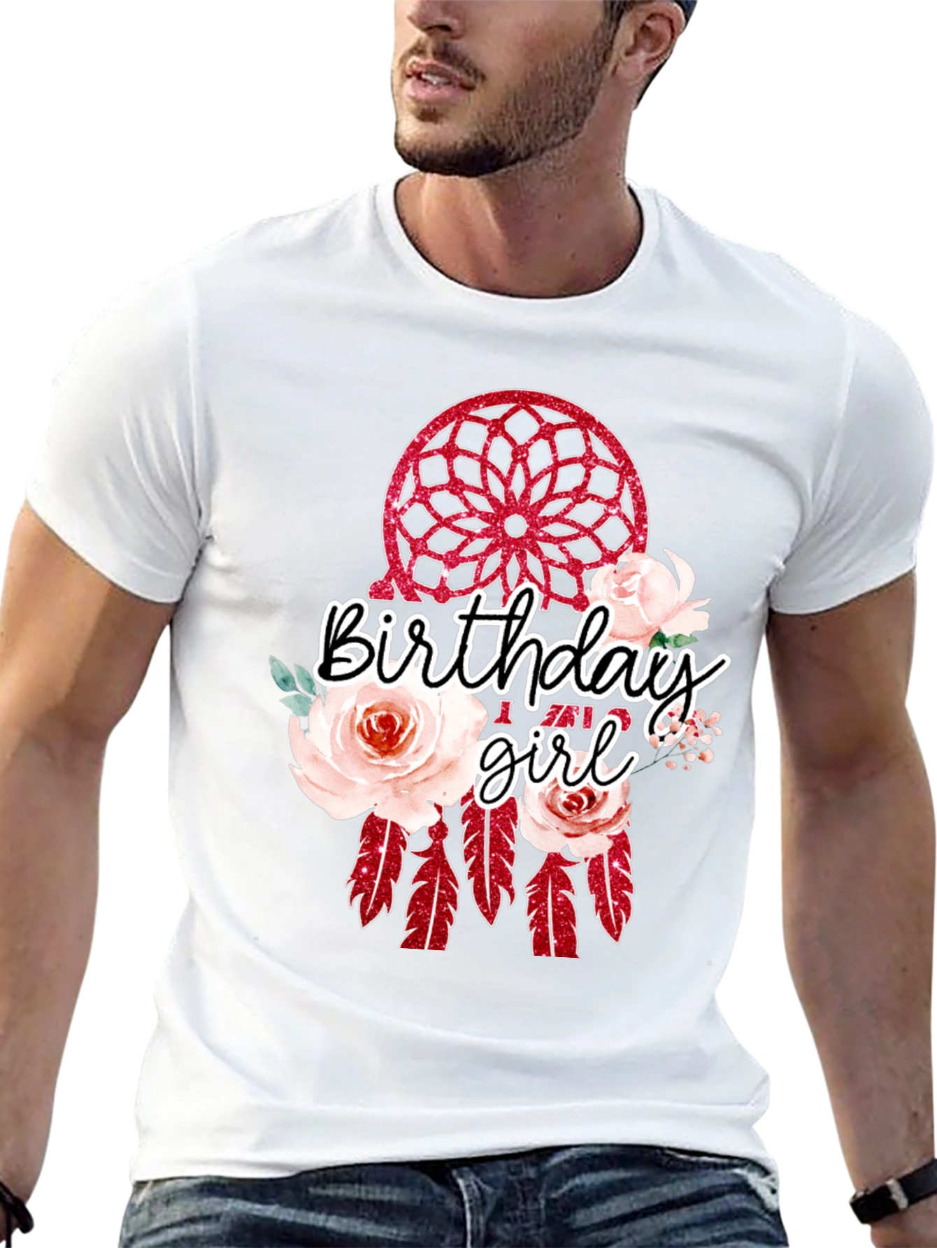 Camiseta Negra Birthday Girl Atrapasueños Floral