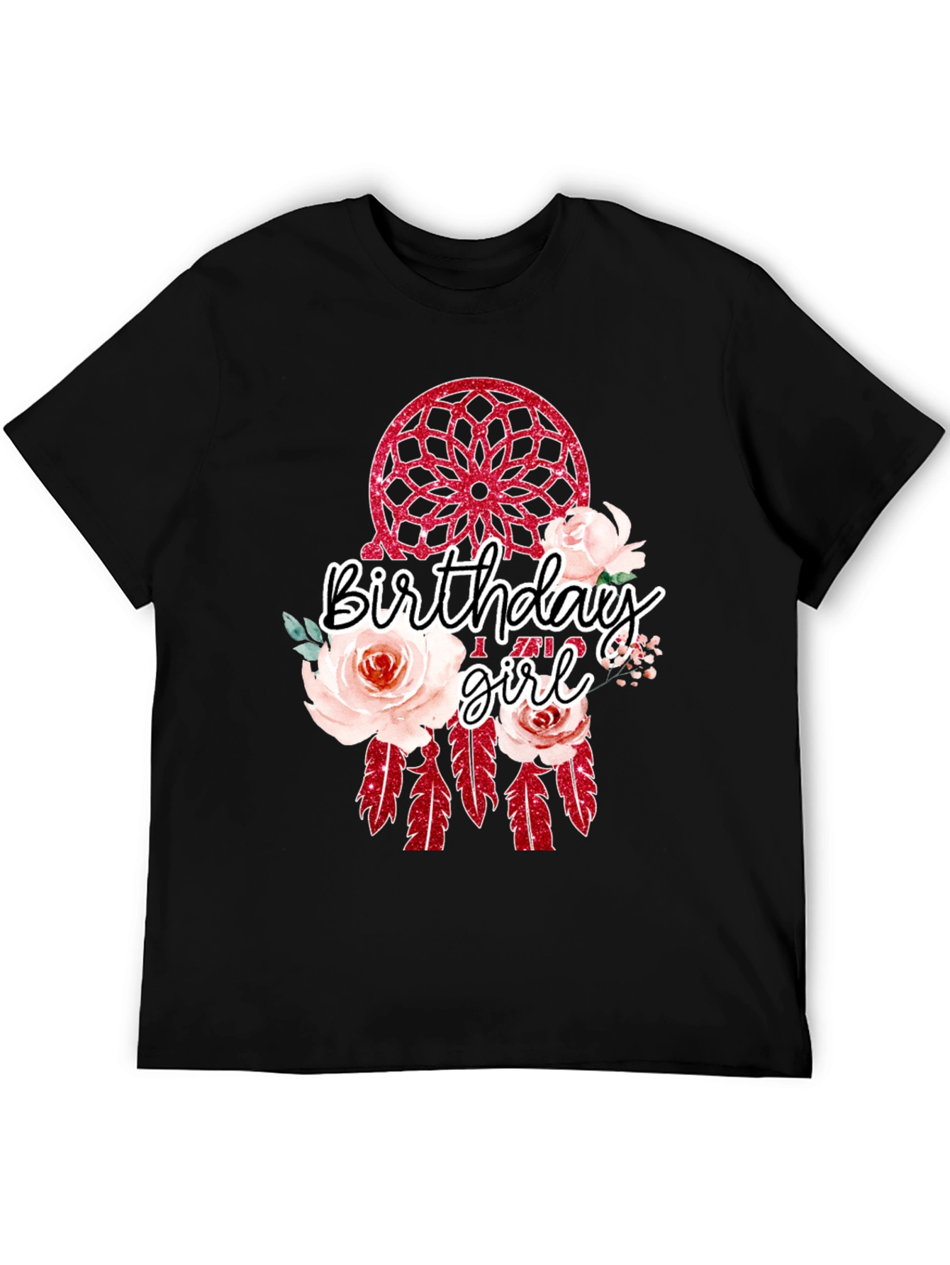 Camiseta Negra Birthday Girl Atrapasueños Floral