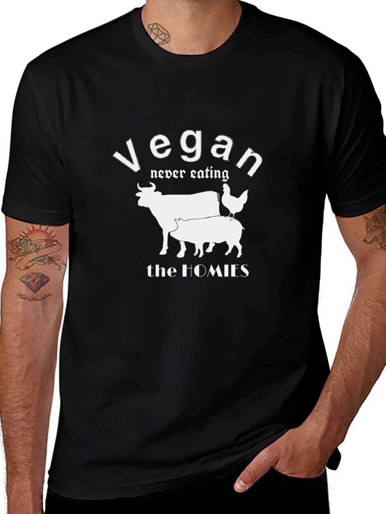 Camiseta Vegana Negra Never Eating the Homies