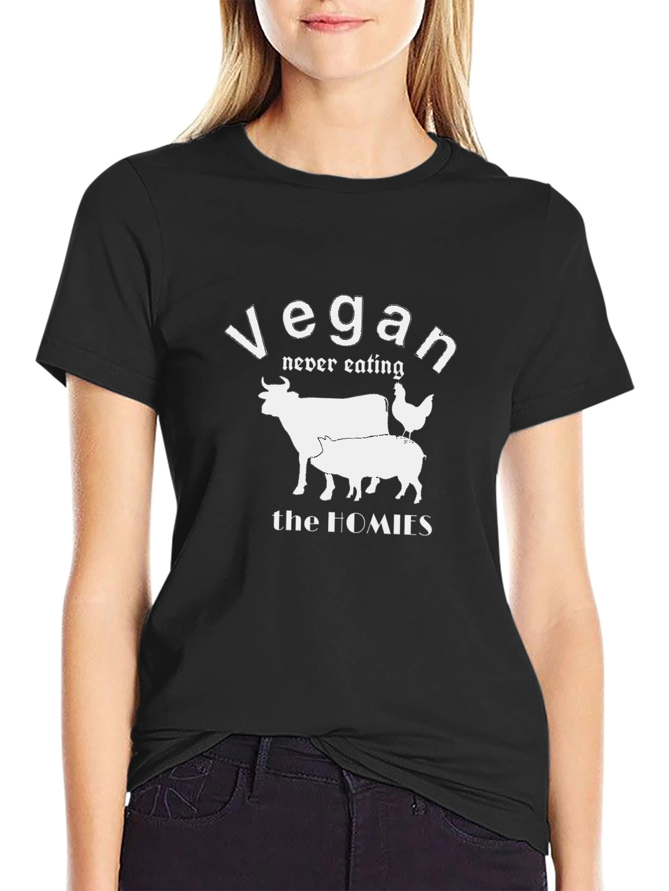 Camiseta Vegana Negra Never Eating the Homies
