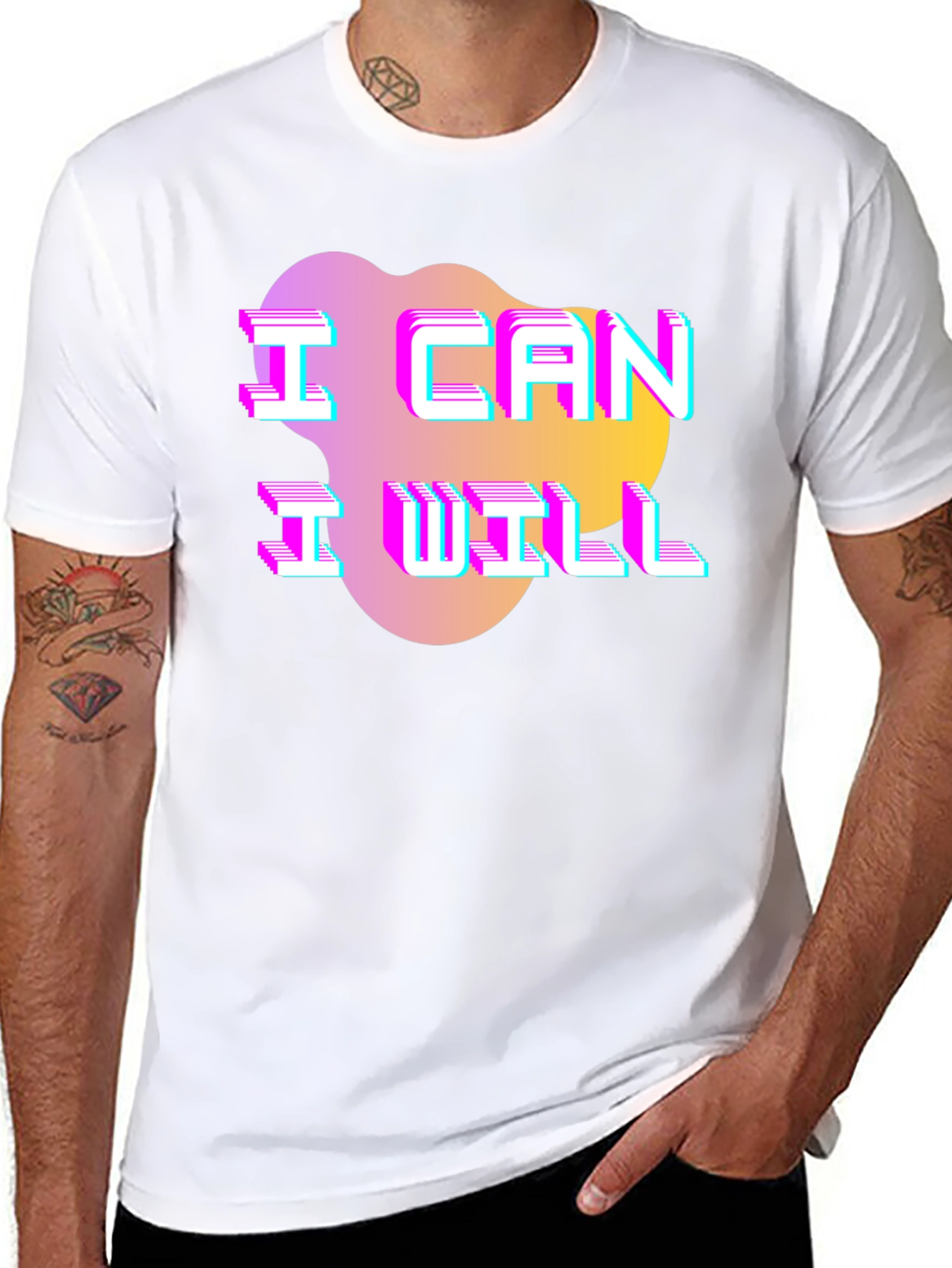 Camiseta Hombre Negra con Diseño Puedo Quiero