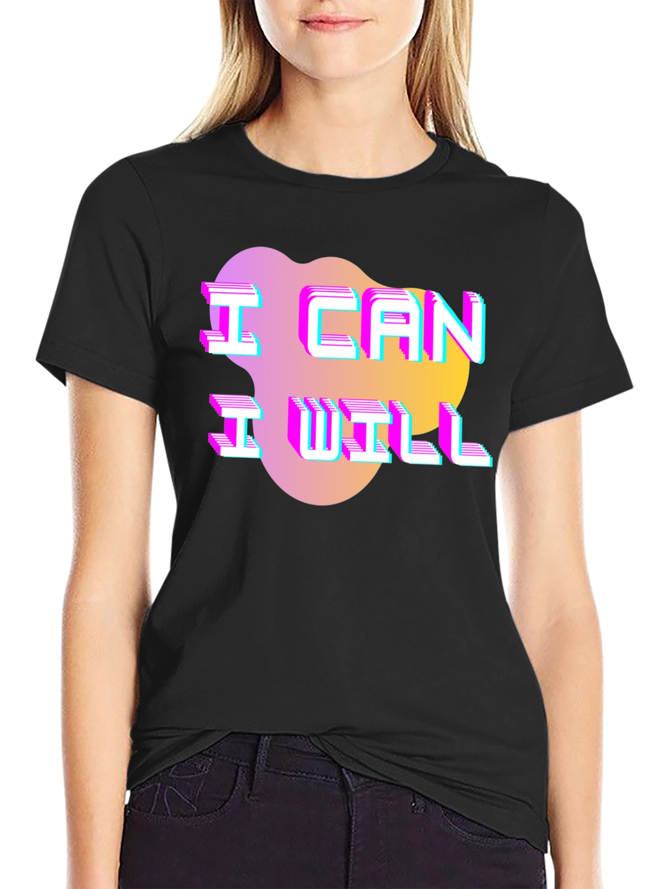 Camiseta Hombre Negra con Diseño Puedo Quiero