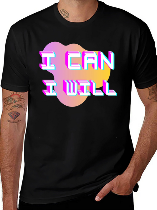 Camiseta Hombre Negra con Diseño Puedo Quiero