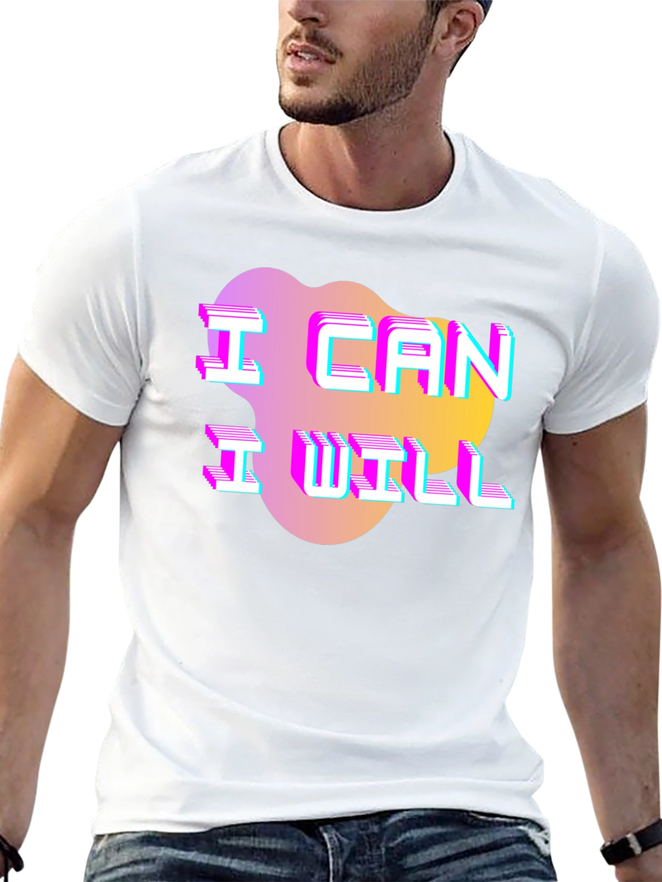 Camiseta Hombre Negra con Diseño Puedo Quiero