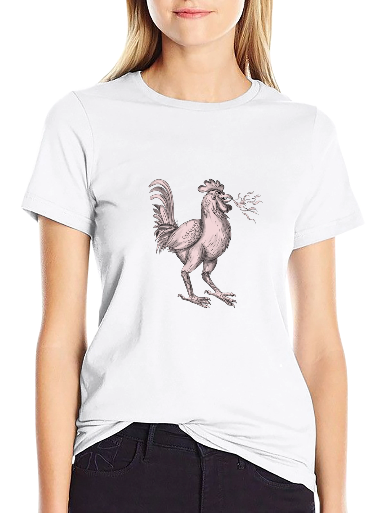 Camiseta Negra con Diseño de Gallo