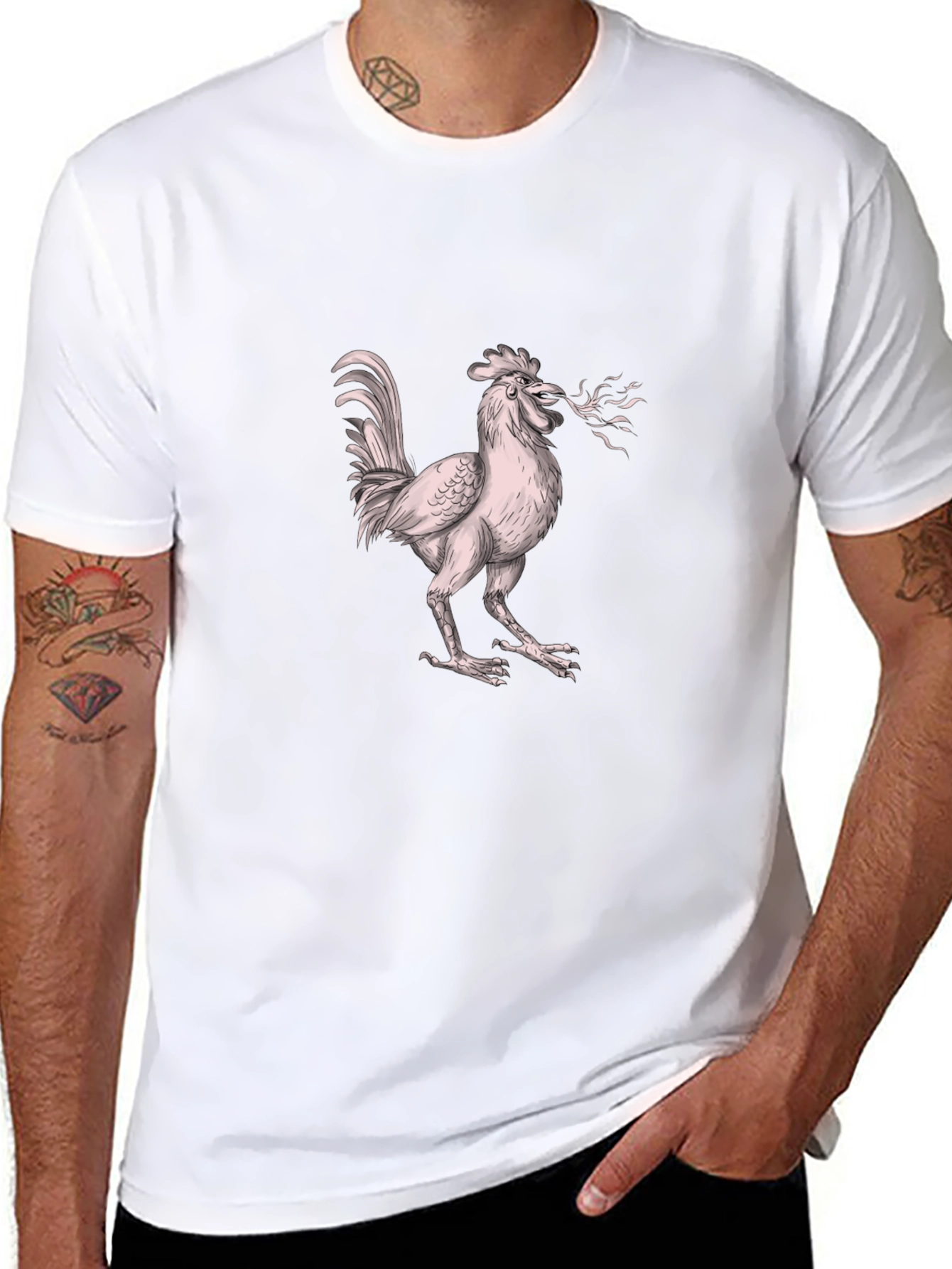 Camiseta Negra con Diseño de Gallo