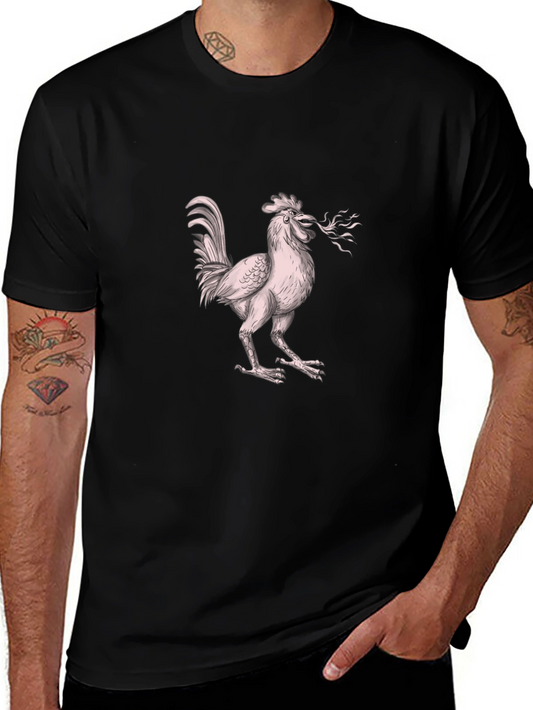 Camiseta Negra con Diseño de Gallo