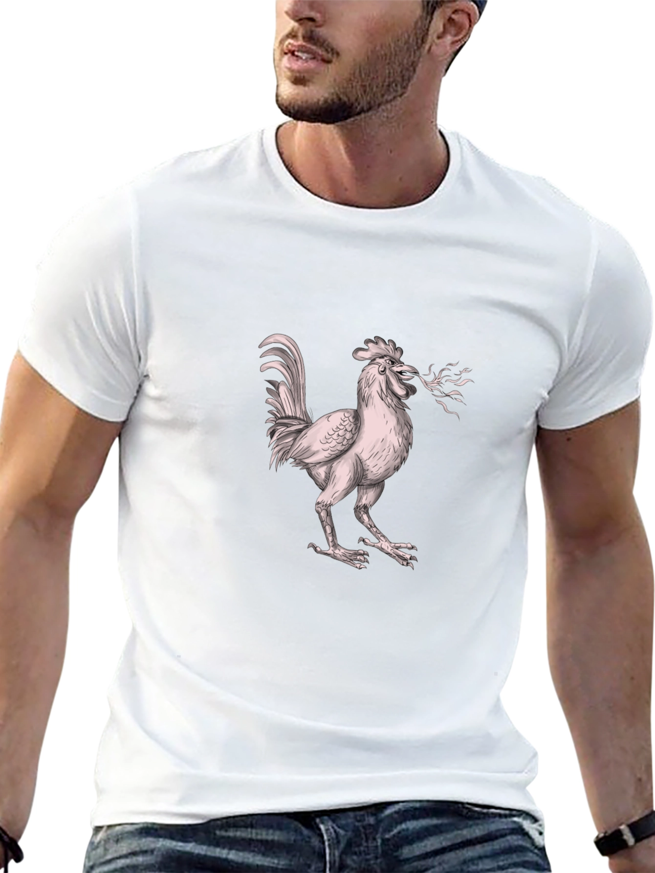 Camiseta Negra con Diseño de Gallo
