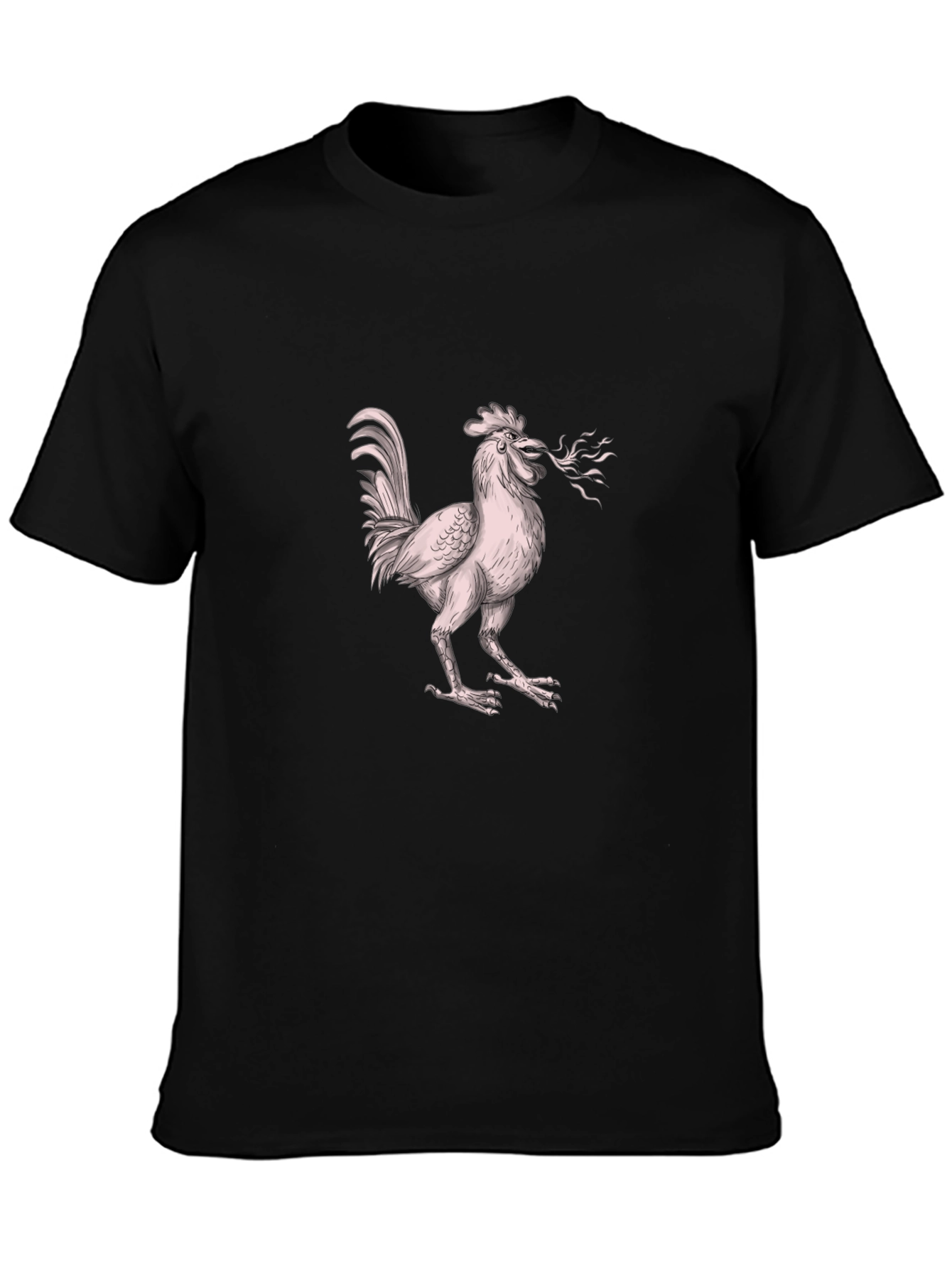 Camiseta Negra con Diseño de Gallo