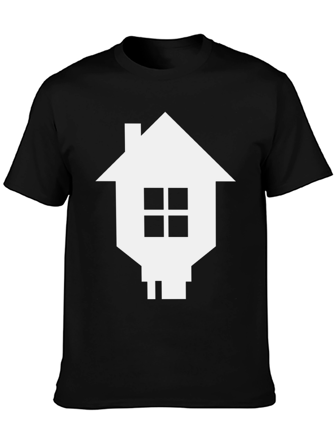 Camiseta Negra con Diseño de Casa Pixelada