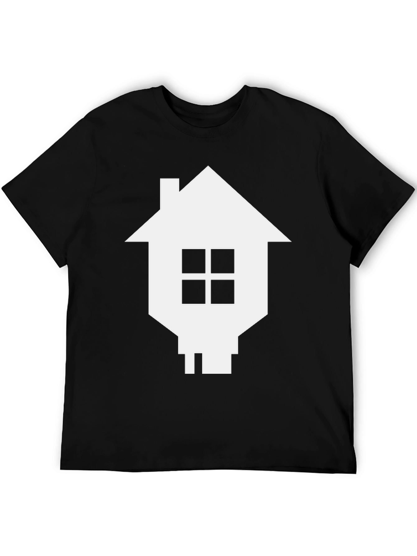 Camiseta Negra con Diseño de Casa Pixelada