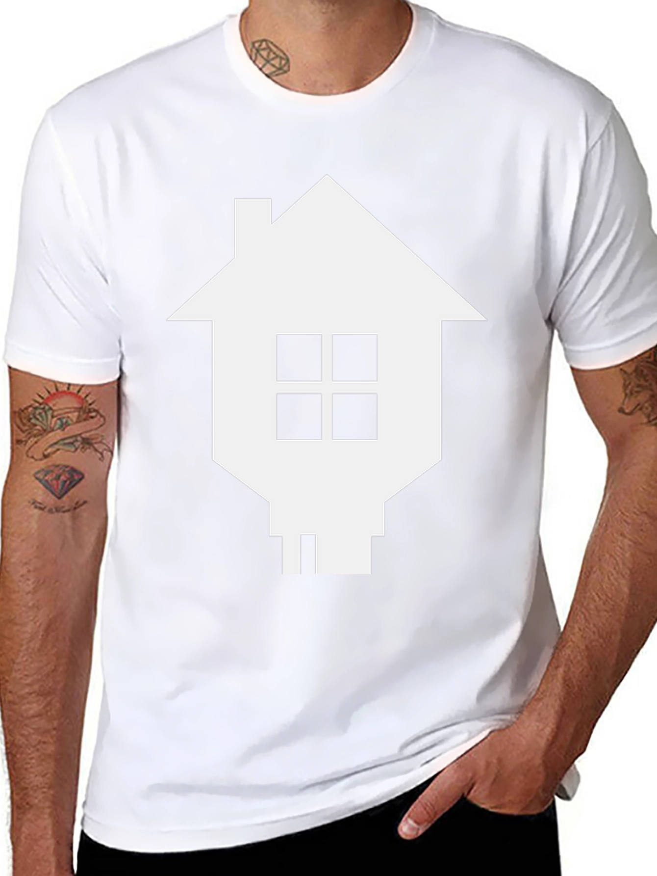 Camiseta Negra con Diseño de Casa Pixelada