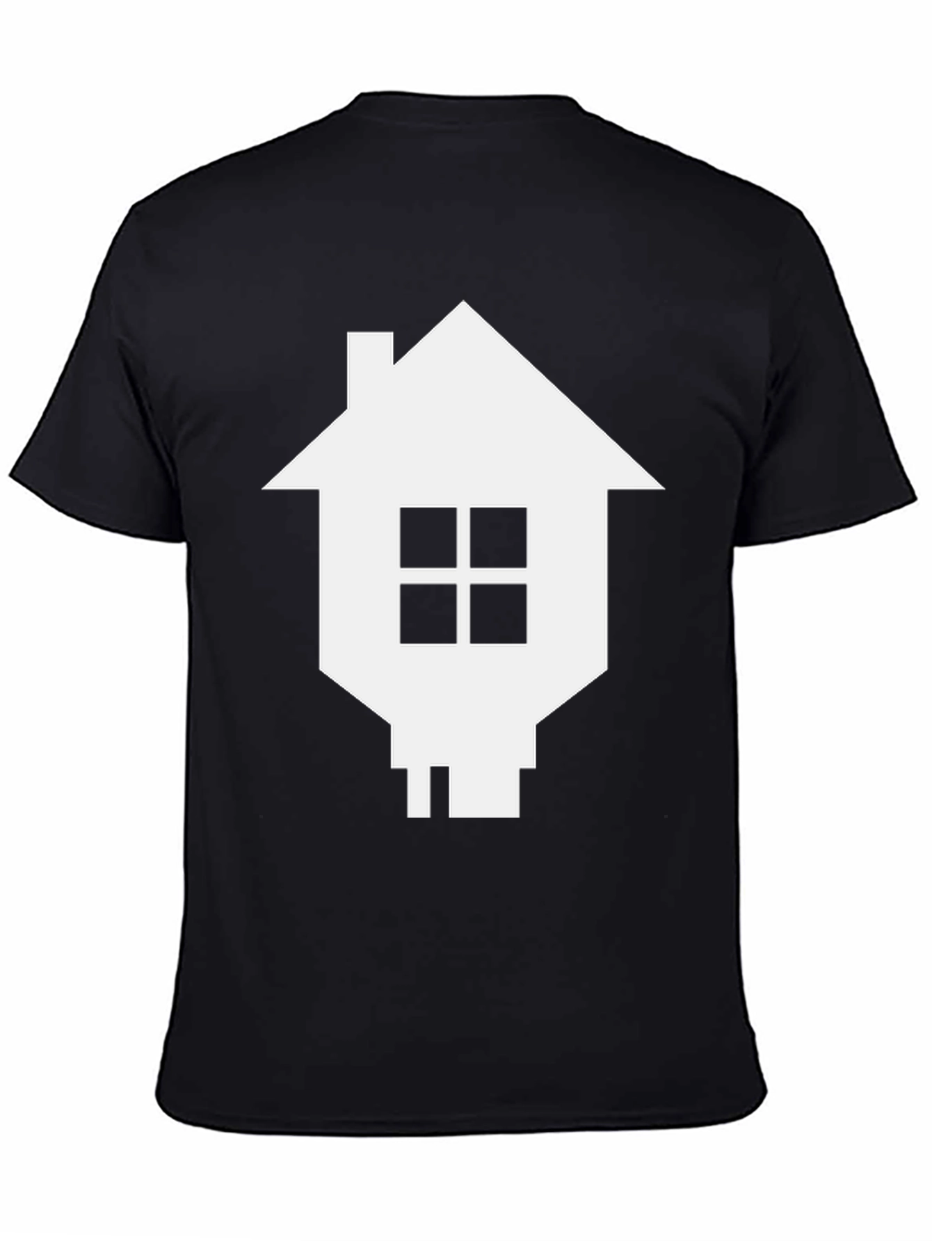 Camiseta Negra con Diseño de Casa Pixelada
