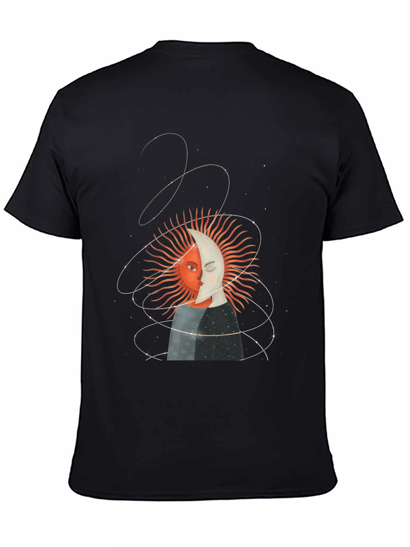 Camiseta Unisex Sol y Luna Diseño Celestial