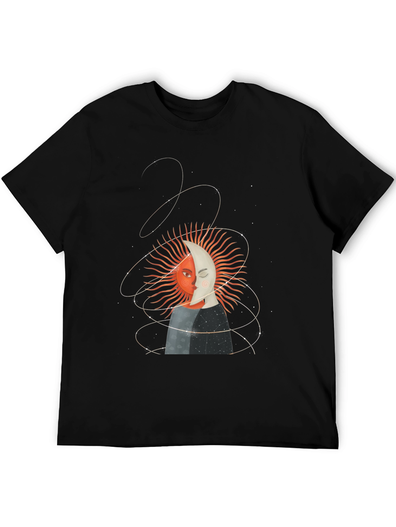 Camiseta Unisex Sol y Luna Diseño Celestial