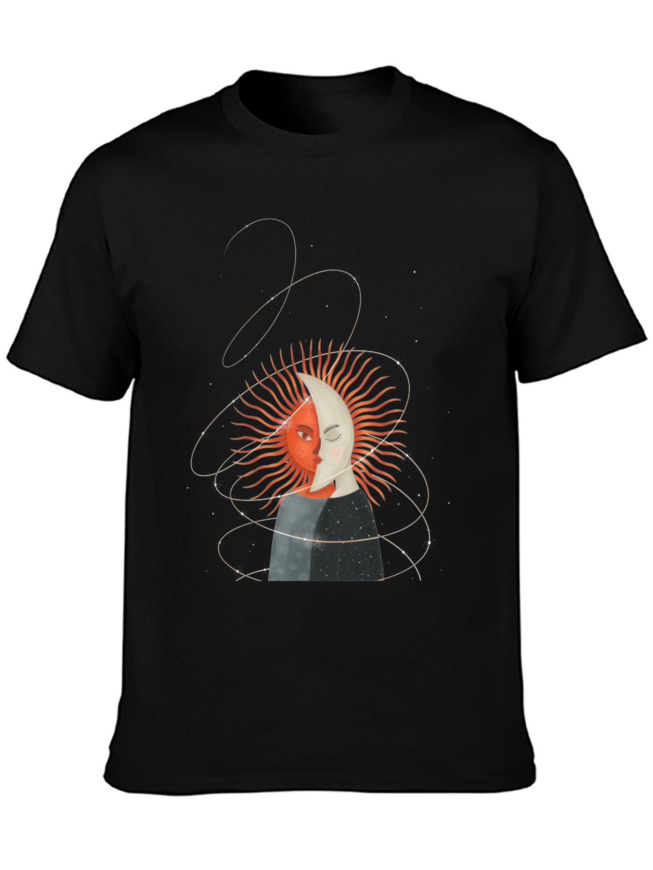 Camiseta Unisex Sol y Luna Diseño Celestial