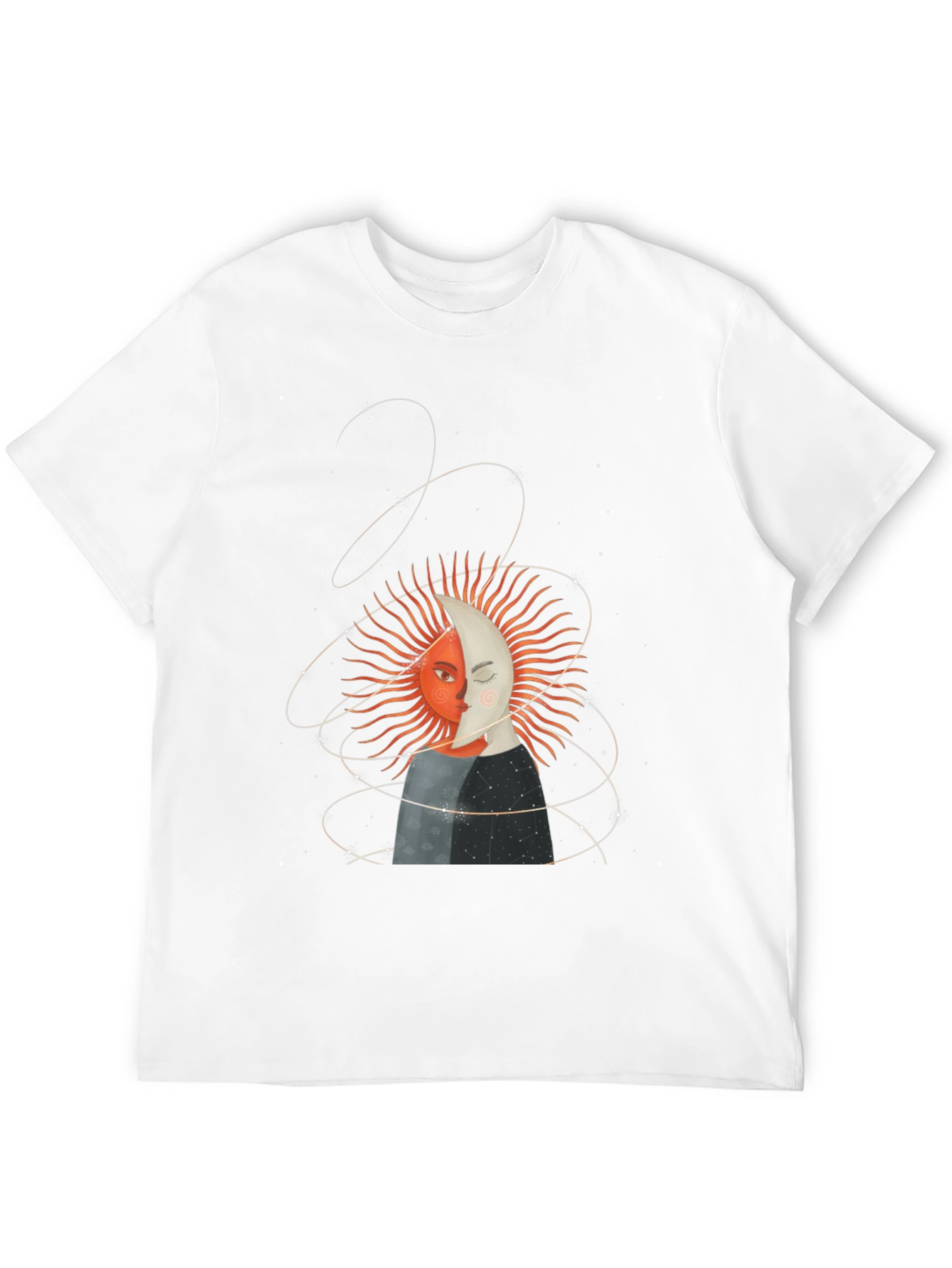 Camiseta Unisex Sol y Luna Diseño Celestial
