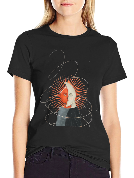 Camiseta Unisex Sol y Luna Diseño Celestial