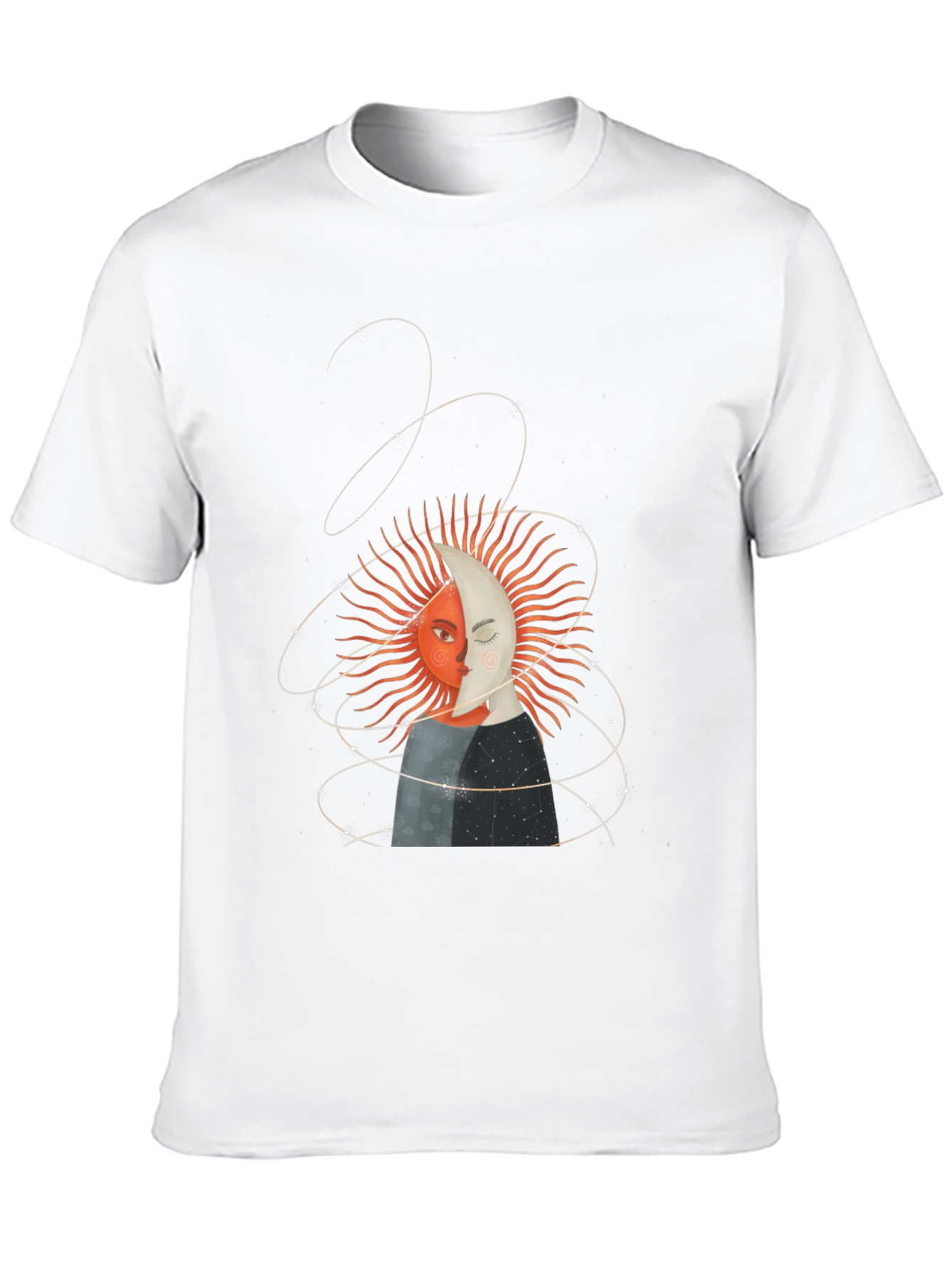 Camiseta Unisex Sol y Luna Diseño Celestial