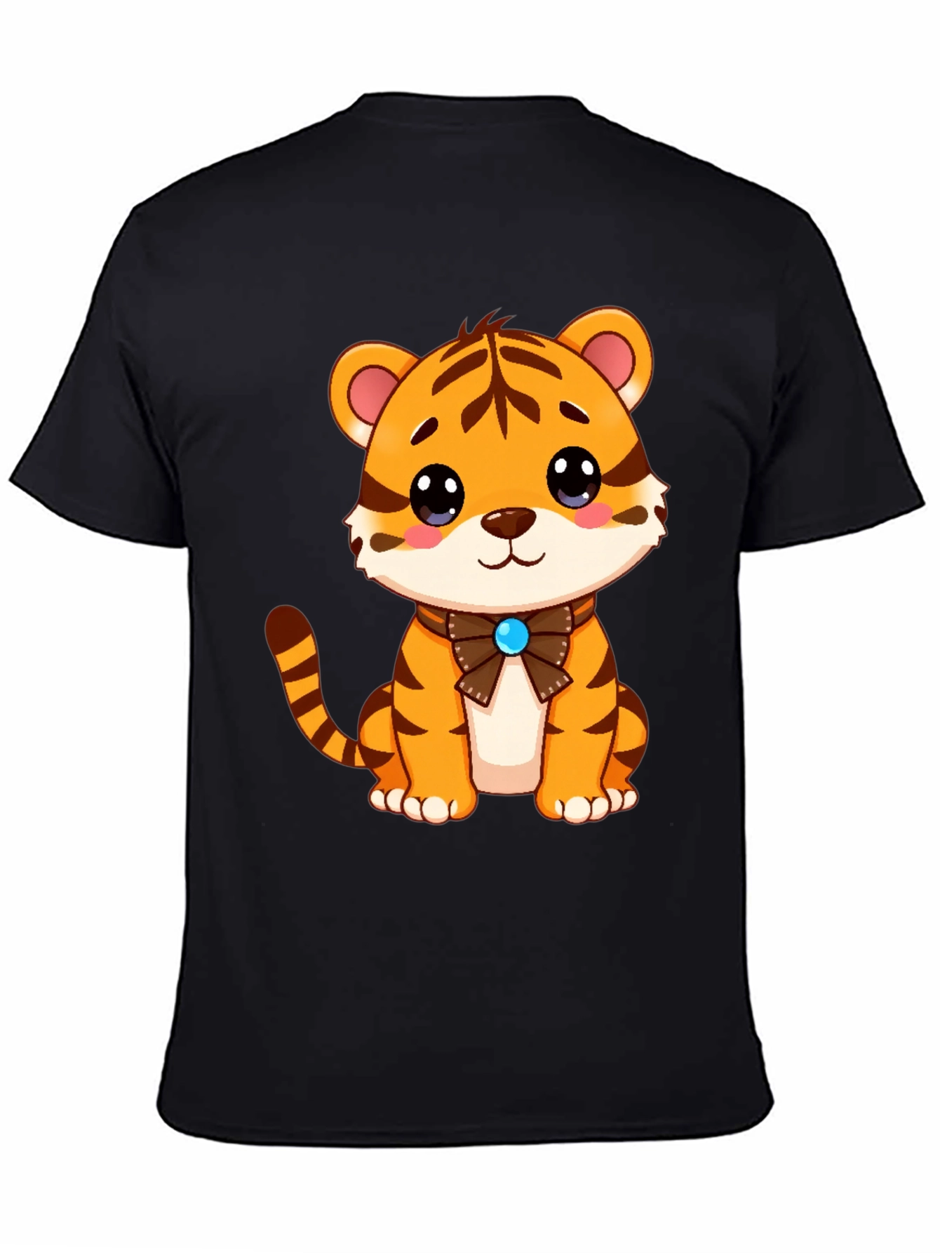 Camiseta Negra con Diseño de Tigre Adorable