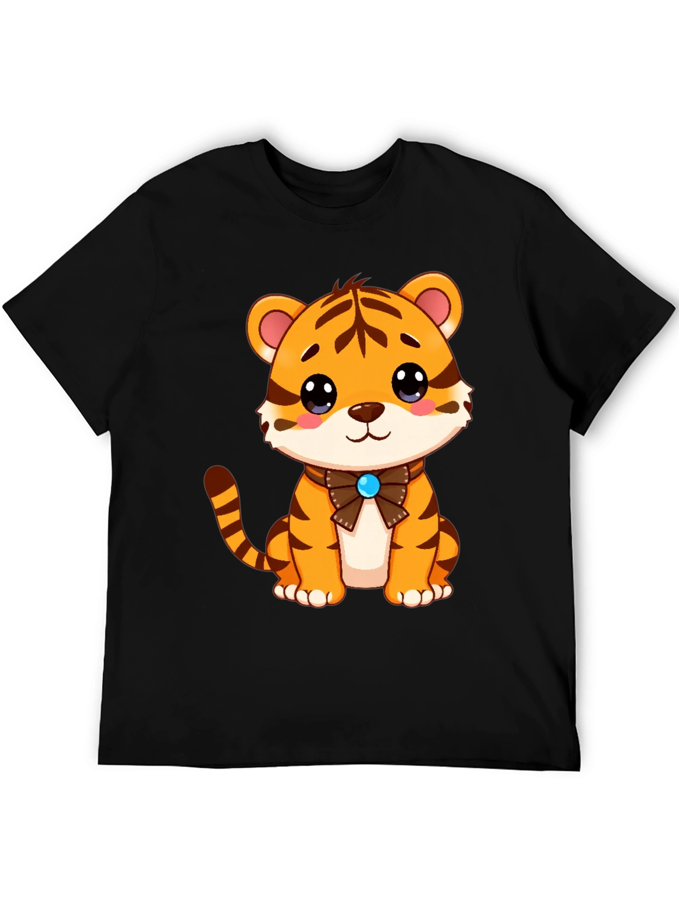 Camiseta Negra con Diseño de Tigre Adorable
