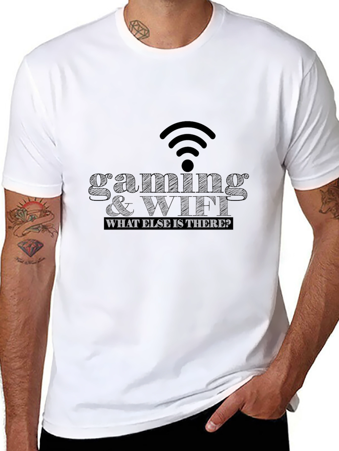 Camiseta Negra Gaming & WiFi para Gamers