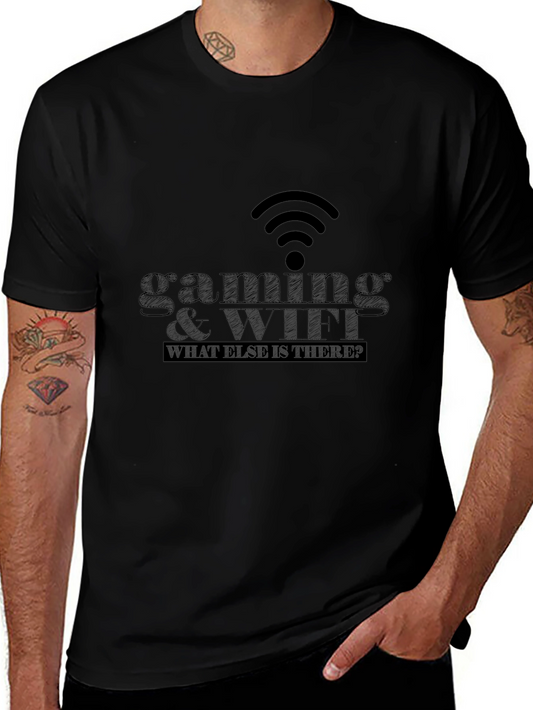 Camiseta Negra Gaming & WiFi para Gamers