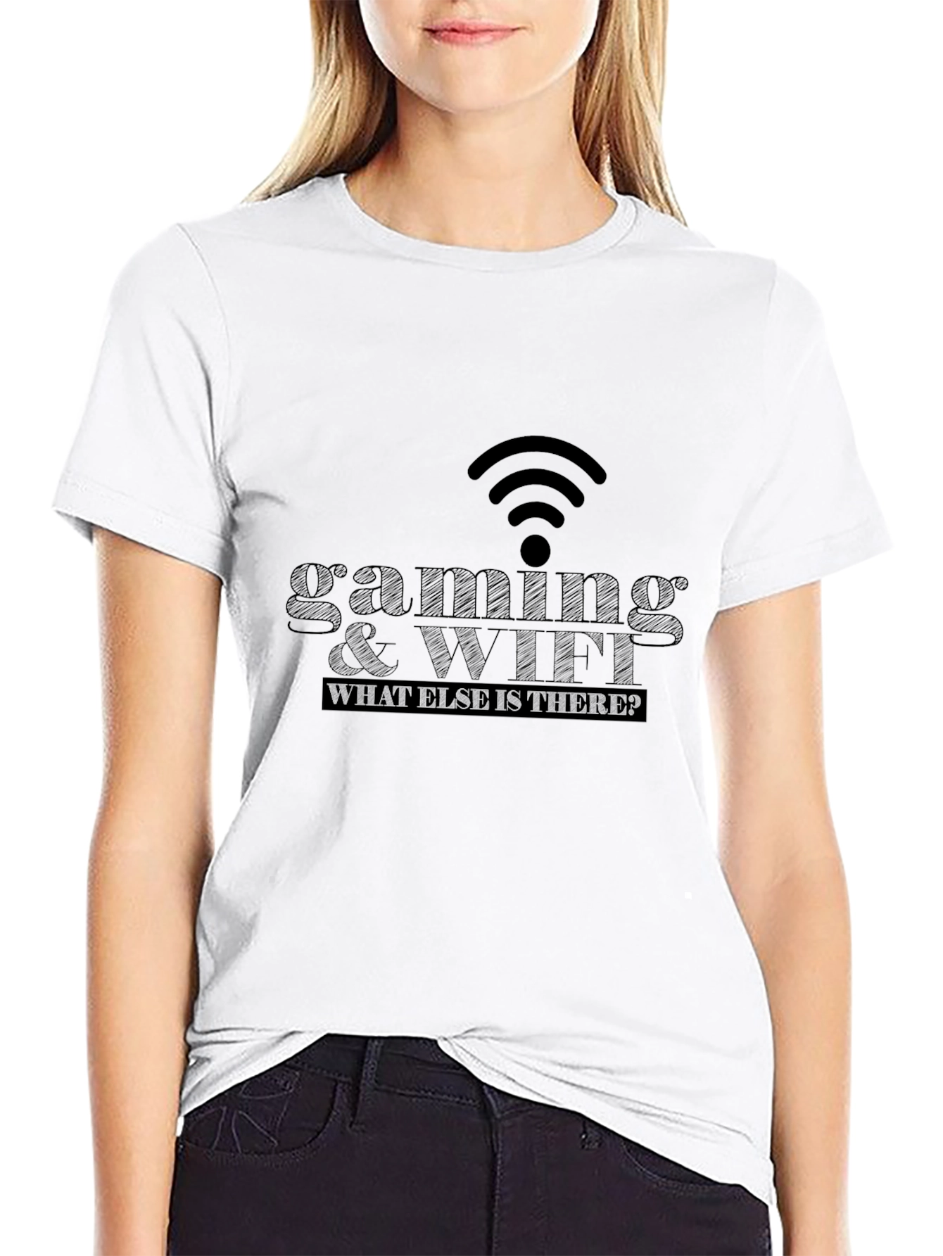 Camiseta Negra Gaming & WiFi para Gamers