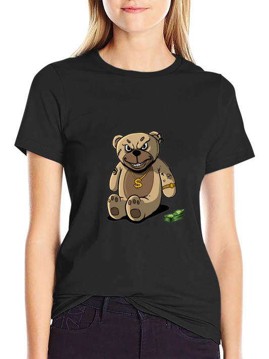 Camiseta Negra con Oso Gánster