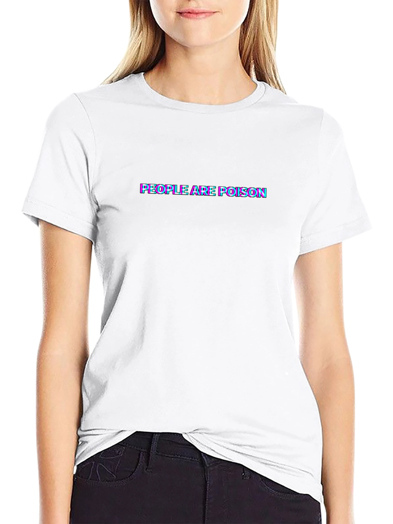 Camiseta Negra People Are Poison Estilo Distorsión