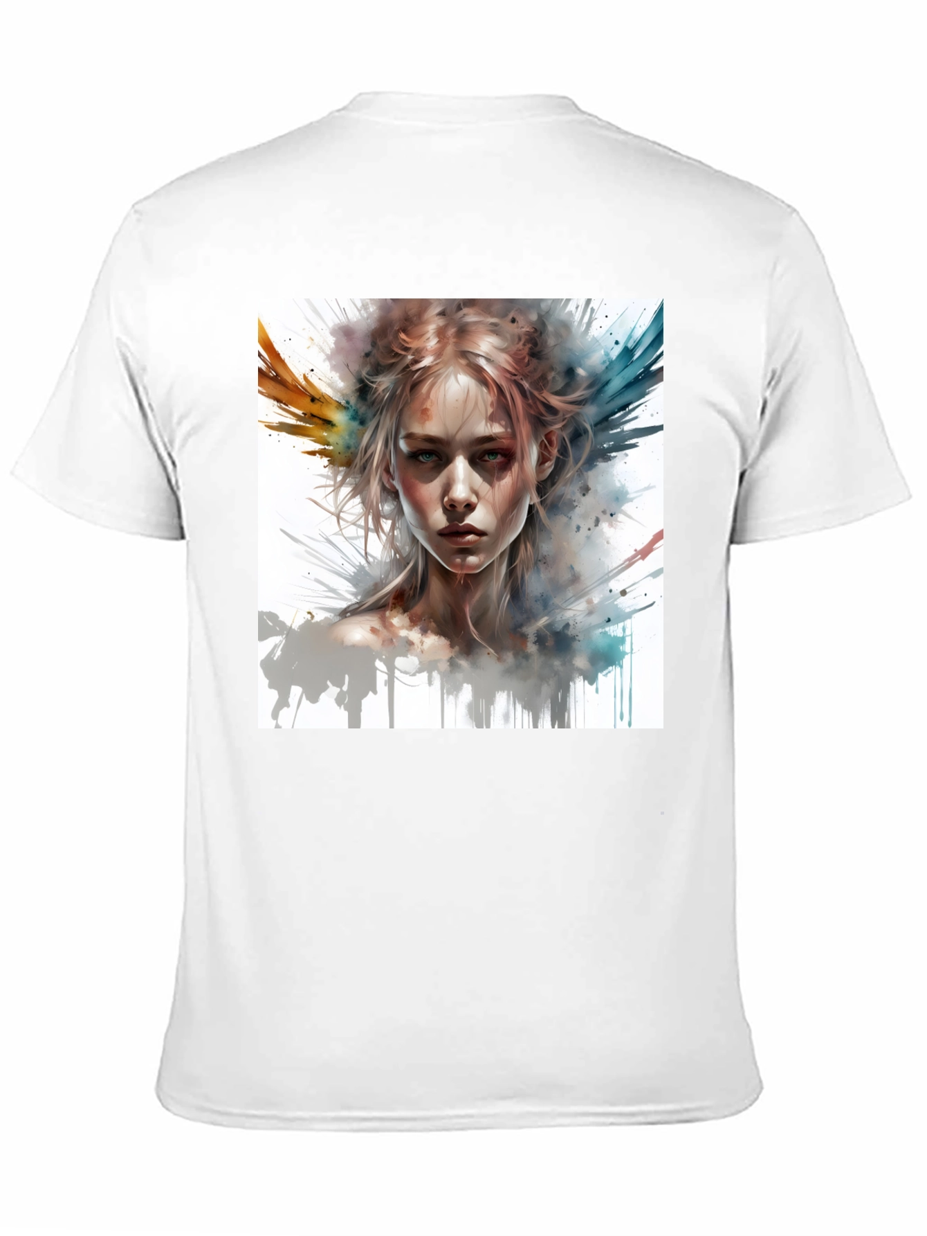 Camiseta Negra con Diseño Artístico de Mujer