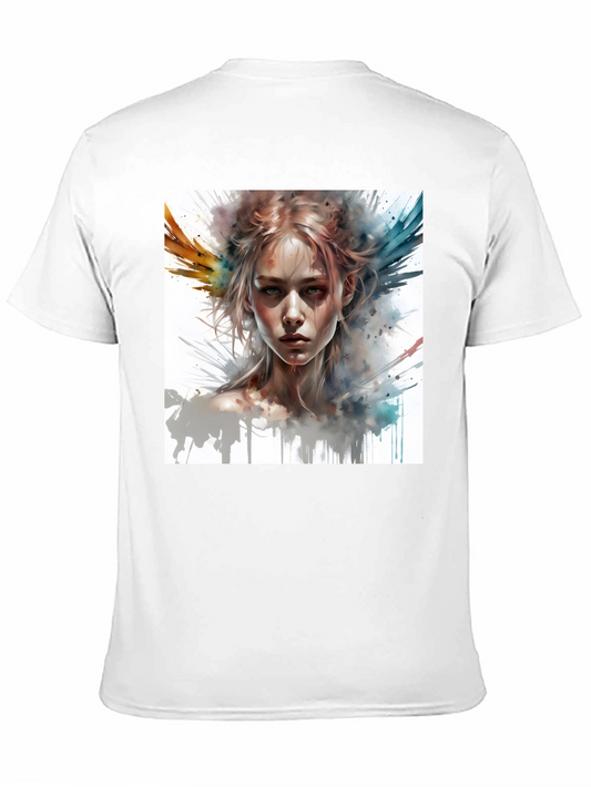 Camiseta Negra con Diseño Artístico de Mujer