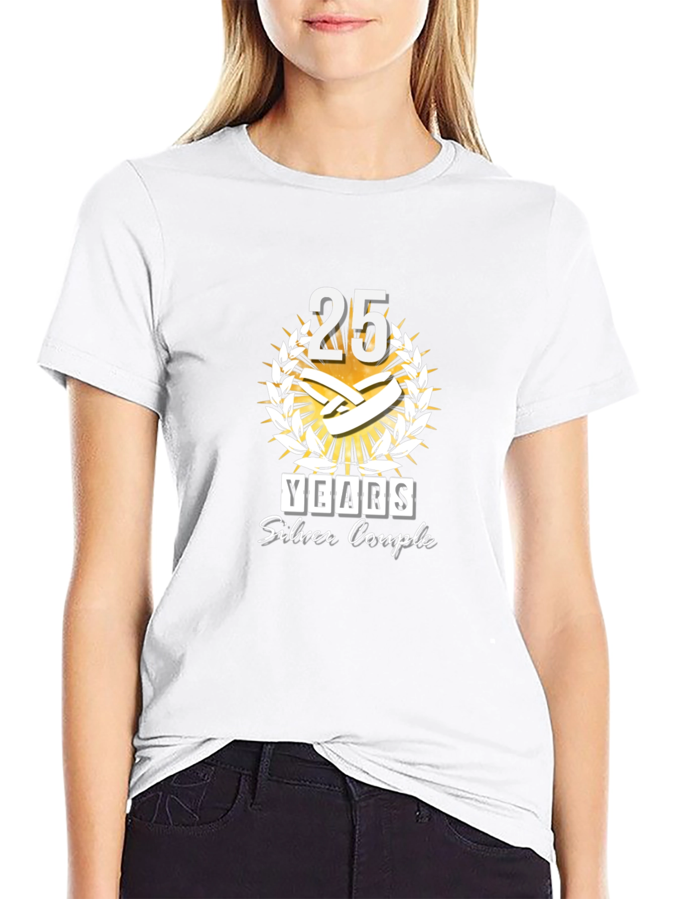 Camiseta Negra Aniversario 25 Años Pareja Plata